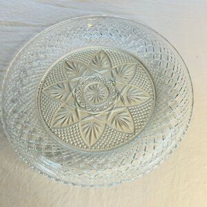 Pressed Glass Serving Platter - Clear patterned glass 2 of them